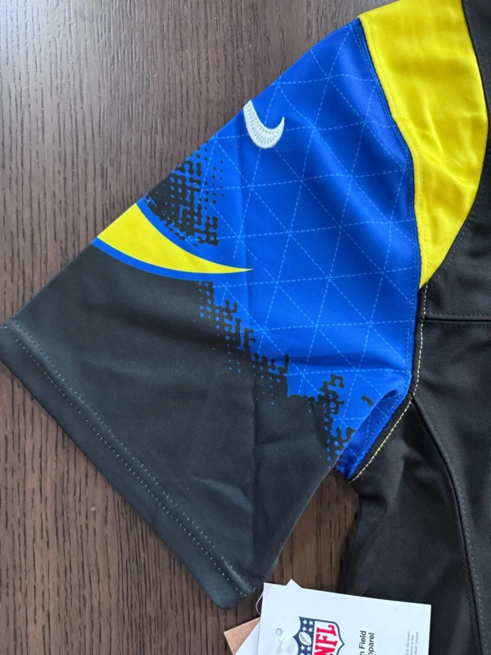 Nike Los Angeles Rams Black Jersey with Blue and Yellow Accents #12